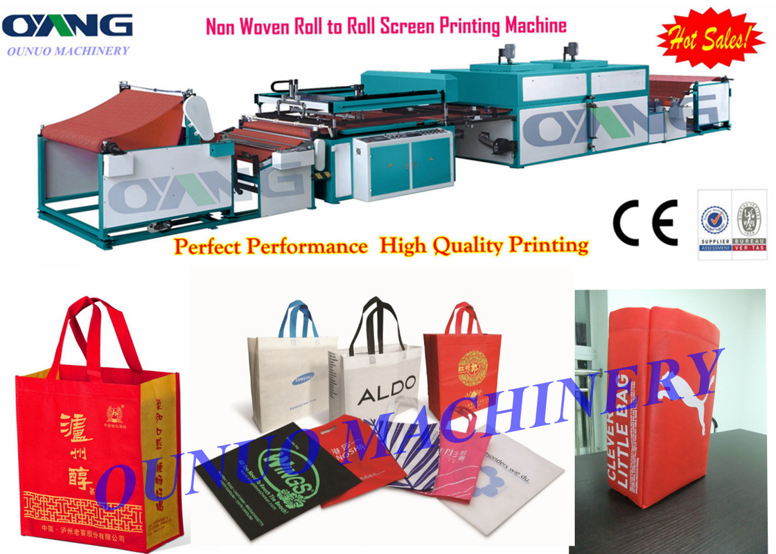 Roll to Roll Non Woven Screen Printing Machine do drukowania etykiet na torbę na zakupy